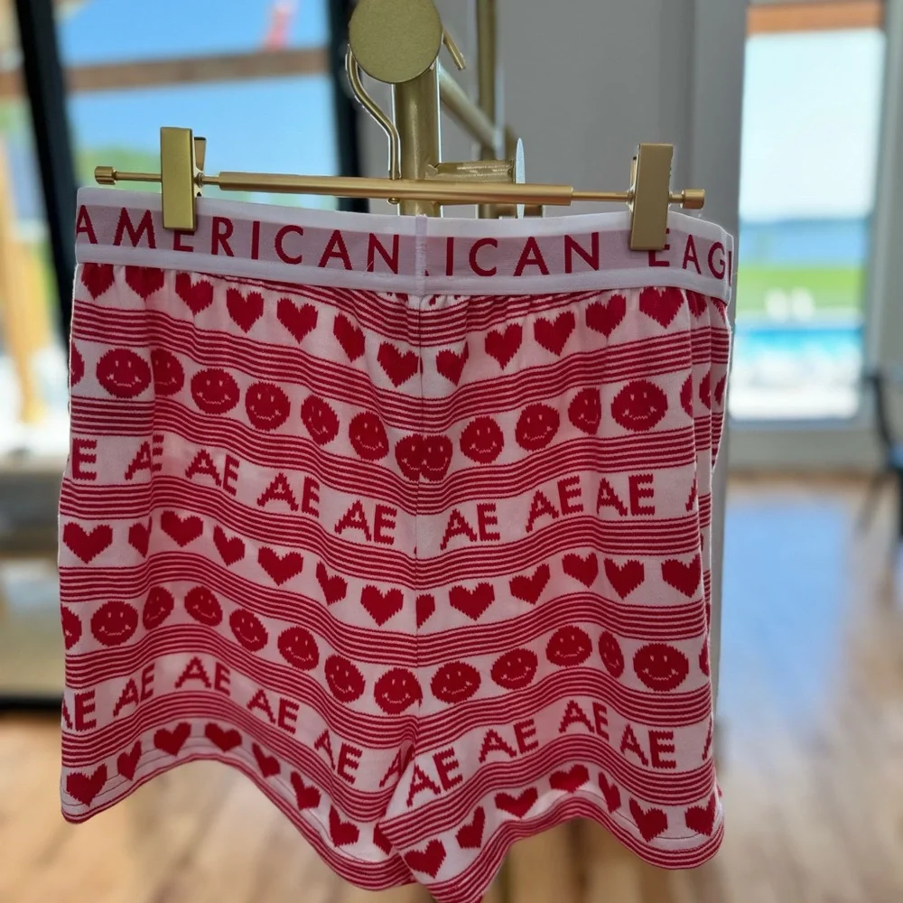 American Eagle Outfitters Red & White AE Heart Print Pajama Set